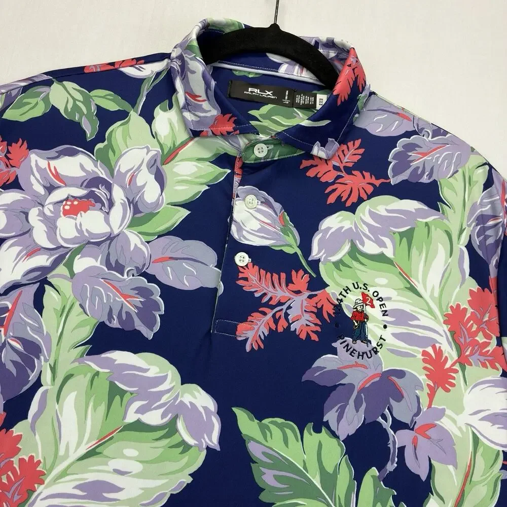 RLX Ralph Lauren Polo Golf Shirt Men’s L Pinehurst US Open Floral Performance